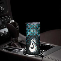 New Zealand Maori Skinny Tumbler Poutama Manaia Turquoise Paua Shell LT05 - Polynesian Pride
