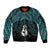 New Zealand Maori Sleeve Zip Bomber Jacket Poutama Manaia Turquoise Paua Shell