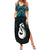 New Zealand Maori Summer Maxi Dress Poutama Manaia Turquoise Paua Shell