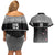 Custom New Zealand Cricket Couples Matching Off Shoulder Short Dress and Hawaiian Shirt Black Cap Unbeatable