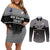 Custom New Zealand Cricket Couples Matching Off Shoulder Short Dress and Long Sleeve Button Shirt Black Cap Unbeatable