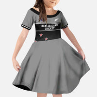 Custom New Zealand Cricket Family Matching Long Sleeve Bodycon Dress and Hawaiian Shirt Black Cap Unbeatable LT05 Daughter's Dress Black - Polynesian Pride