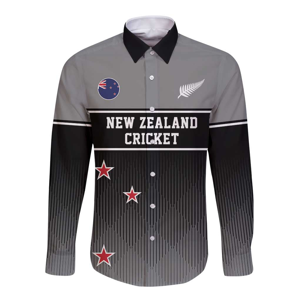 Custom New Zealand Cricket Long Sleeve Button Shirt Black Cap Unbeatable