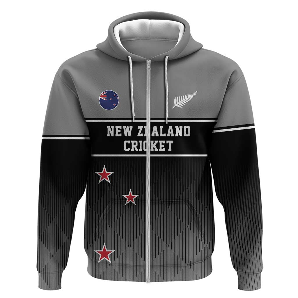 Custom New Zealand Cricket Zip Hoodie Black Cap Unbeatable