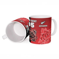 New Zealand And England Rugby Custom Ceramic Mug Red Rose Mix Maori Pattern LT05 - Polynesian Pride