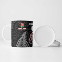 New Zealand And England Rugby Custom Ceramic Mug Red Rose Mix Maori Pattern LT05 - Polynesian Pride
