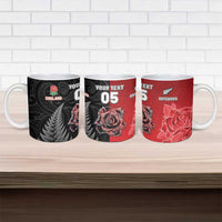 New Zealand And England Rugby Custom Ceramic Mug Red Rose Mix Maori Pattern LT05 - Polynesian Pride