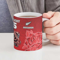 New Zealand And England Rugby Custom Ceramic Mug Red Rose Mix Maori Pattern LT05 - Polynesian Pride