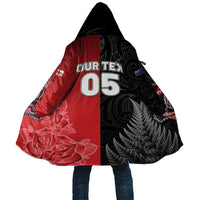 New Zealand And England Rugby Custom Cloak Red Rose Mix Maori Pattern - Polynesian Pride