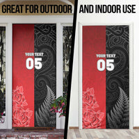 New Zealand And England Rugby Custom Door Cover Red Rose Mix Maori Pattern - Polynesian Pride