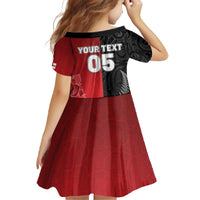 New Zealand And England Rugby Custom Family Matching Off The Shoulder Long Sleeve Dress and Hawaiian Shirt Red Rose Mix Maori Pattern - Polynesian Pride