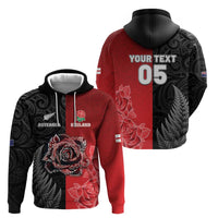 New Zealand And England Rugby Custom Hoodie Red Rose Mix Maori Pattern LT05 - Polynesian Pride