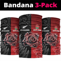 New Zealand And England Rugby Neck Gaiter Red Rose Mix Maori Pattern LT05 package One Size: 25*50cm Black - Polynesian Pride
