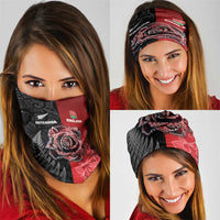 New Zealand And England Rugby Neck Gaiter Red Rose Mix Maori Pattern LT05 - Polynesian Pride