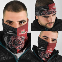 New Zealand And England Rugby Neck Gaiter Red Rose Mix Maori Pattern LT05 - Polynesian Pride