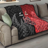 New Zealand And England Rugby Quilt Red Rose Mix Maori Pattern LT05 - Polynesian Pride