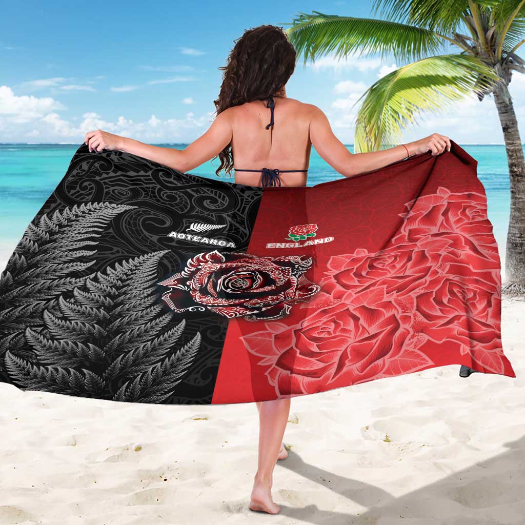 New Zealand And England Rugby Sarong Red Rose Mix Maori Pattern LT05 - Polynesian Pride