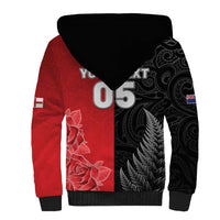 New Zealand And England Rugby Custom Sherpa Hoodie Red Rose Mix Maori Pattern LT05 - Polynesian Pride