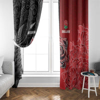 New Zealand And England Rugby Window Curtain Red Rose Mix Maori Pattern LT05 - Polynesian Pride