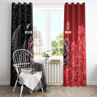 New Zealand And England Rugby Window Curtain Red Rose Mix Maori Pattern LT05 - Polynesian Pride