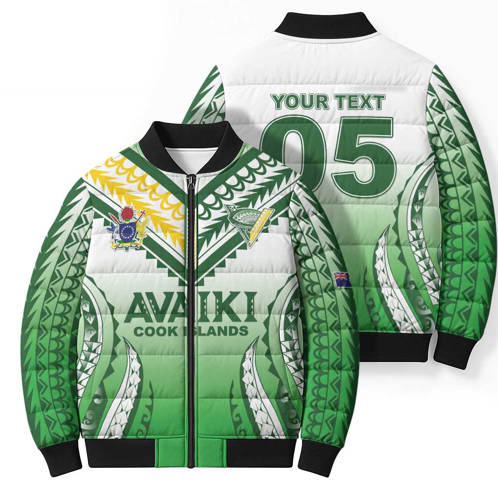 Custom Cook Islands Avaiki Rugby Bomber Puffer Jacket Go Champions LT05 - Polynesian Pride