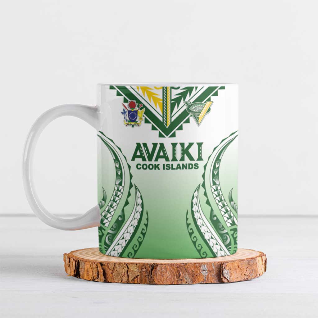 Custom Cook Islands Avaiki Rugby Ceramic Mug Go Champions LT05 Green - Polynesian Pride