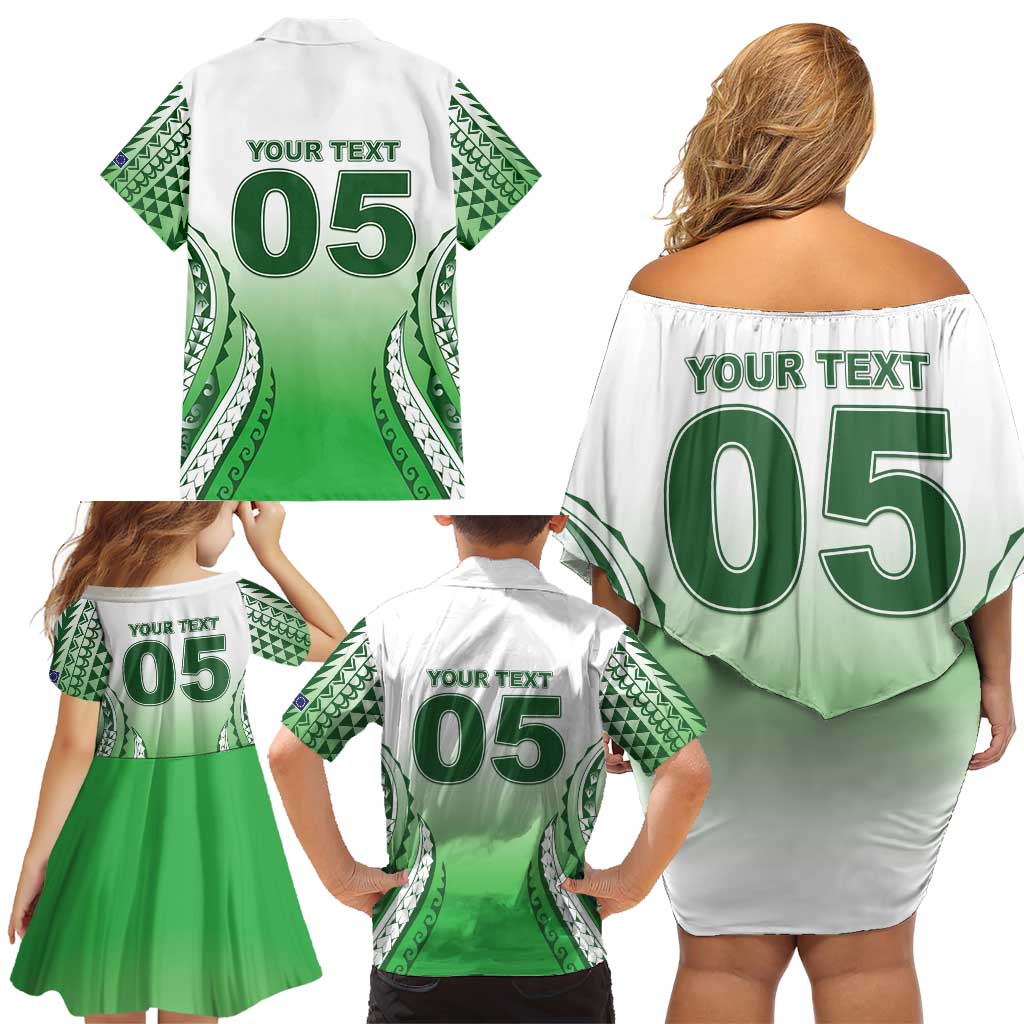 Custom Cook Islands Avaiki Rugby Family Matching Off Shoulder Short Dress and Hawaiian Shirt Go Champions - Polynesian Pride