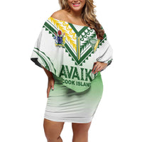 Custom Cook Islands Avaiki Rugby Family Matching Off Shoulder Short Dress and Hawaiian Shirt Go Champions - Polynesian Pride