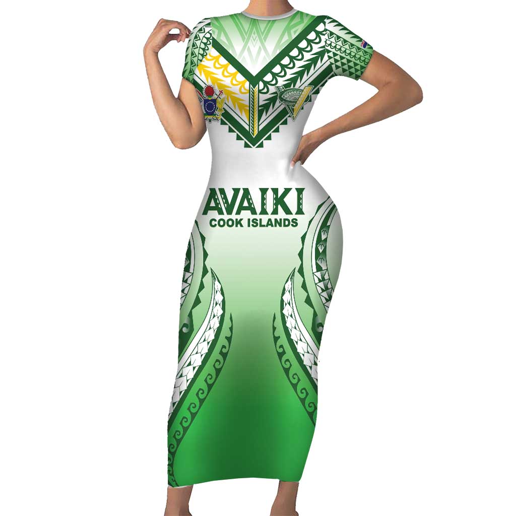 Custom Cook Islands Avaiki Rugby Family Matching Short Sleeve Bodycon Dress and Hawaiian Shirt Go Champions - Polynesian Pride