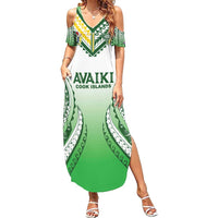 Custom Cook Islands Avaiki Rugby Family Matching Summer Maxi Dress and Hawaiian Shirt Go Champions - Polynesian Pride