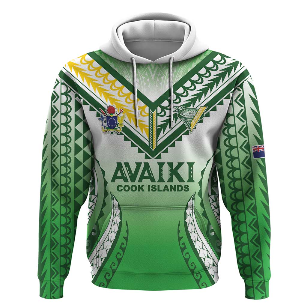 Custom Cook Islands Avaiki Rugby Hoodie Go Champions LT05 Pullover Hoodie Green - Polynesian Pride