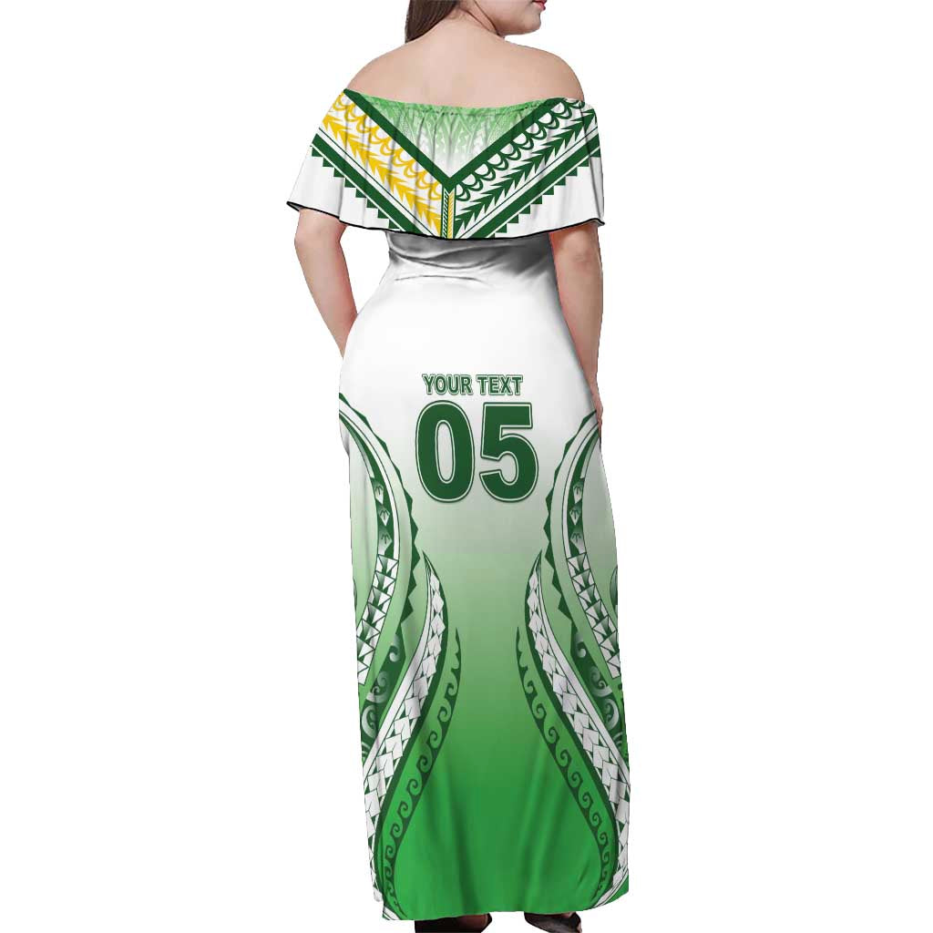 Custom Cook Islands Avaiki Rugby Off Shoulder Maxi Dress Go Champions - Polynesian Pride