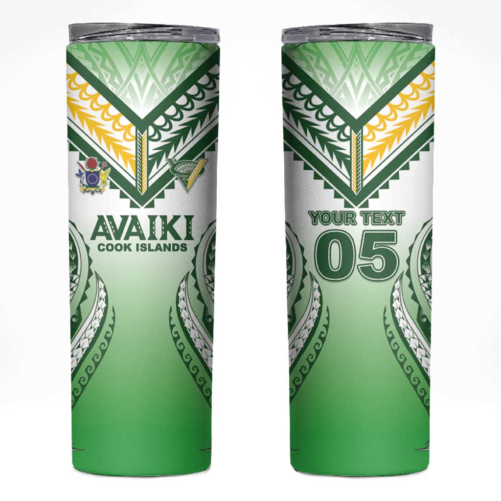 Custom Cook Islands Avaiki Rugby Skinny Tumbler Go Champions - Polynesian Pride