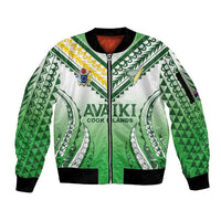Custom Cook Islands Avaiki Rugby Sleeve Zip Bomber Jacket Go Champions LT05 Unisex Green - Polynesian Pride
