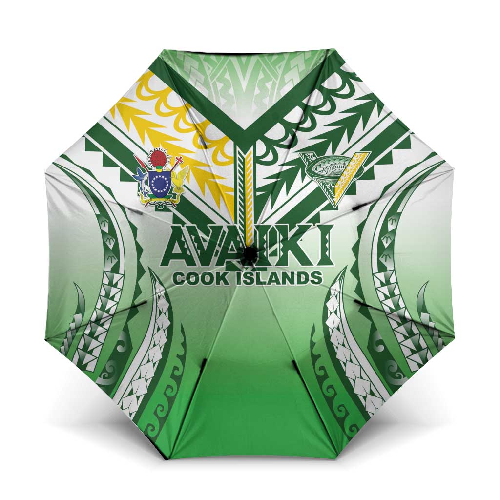 Cook Islands Avaiki Rugby Umbrella Go Champions LT05 One Size Folded 11.42 inch Opened Diameter 37.4 inch Green - Polynesian Pride