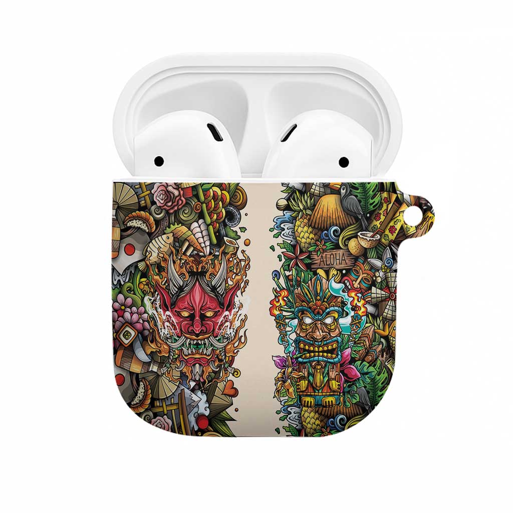Hawaii And Japan AirPods Case Tiki With Oni Mask - Polynesian Pride