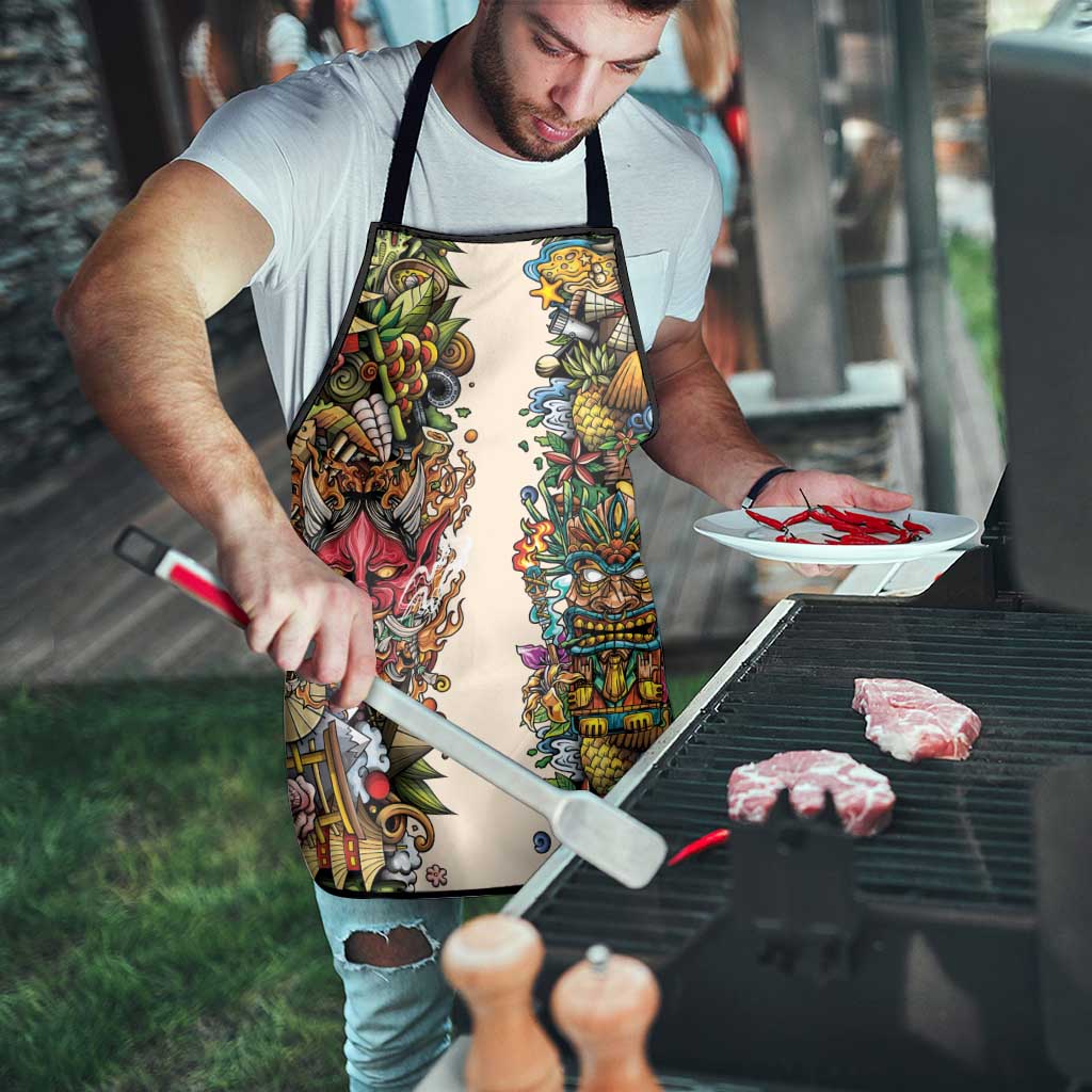 Hawaii And Japan Apron Tiki With Oni Mask - Polynesian Pride
