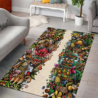 Hawaii And Japan Area Rug Tiki With Oni Mask - Polynesian Pride