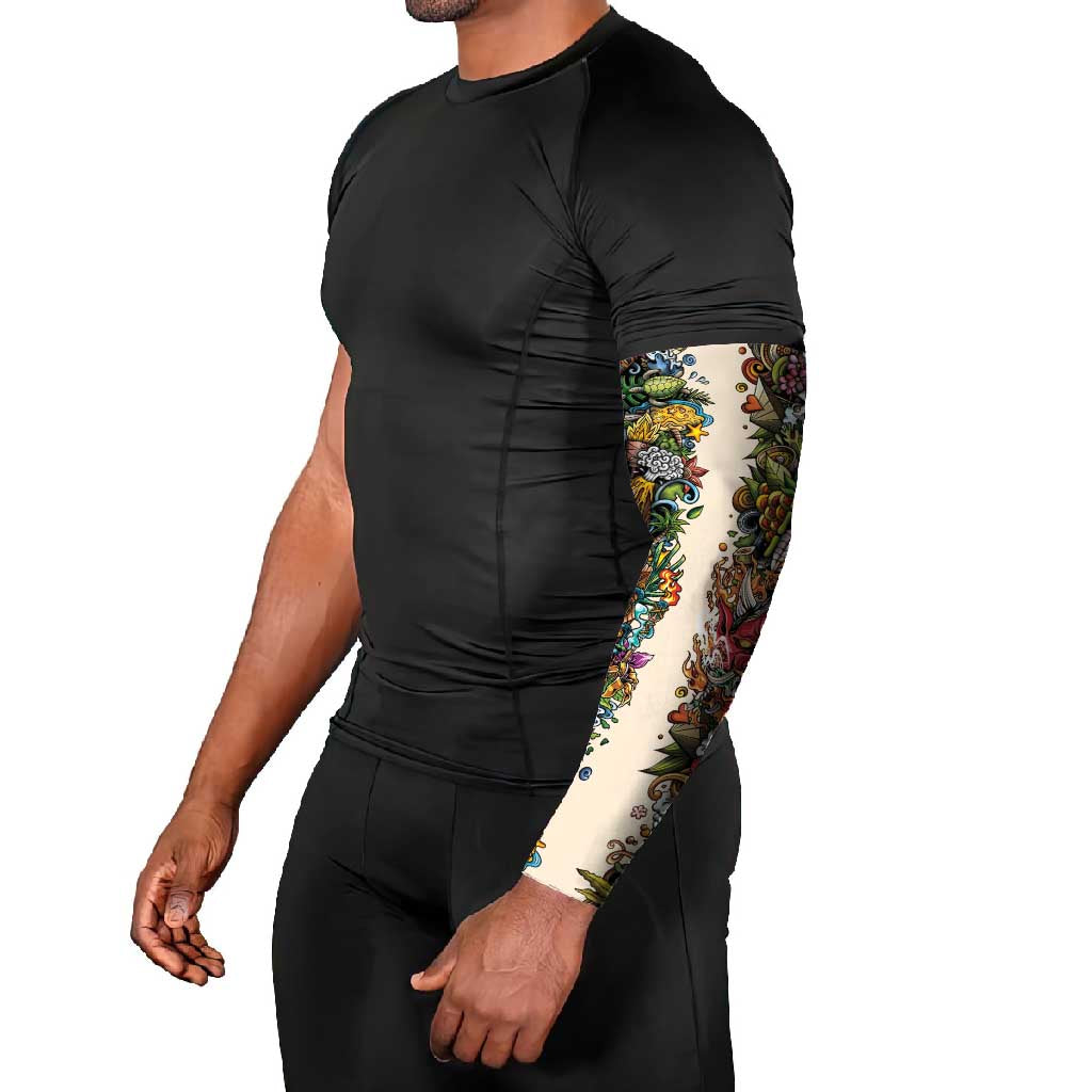 Hawaii And Japan Arm Sleeves Tiki With Oni Mask - Polynesian Pride