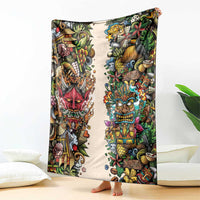 Hawaii And Japan Blanket Tiki With Oni Mask - Polynesian Pride