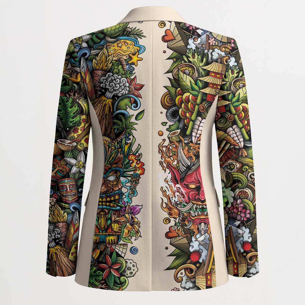 Hawaii And Japan Blazer Tiki With Oni Mask - Polynesian Pride