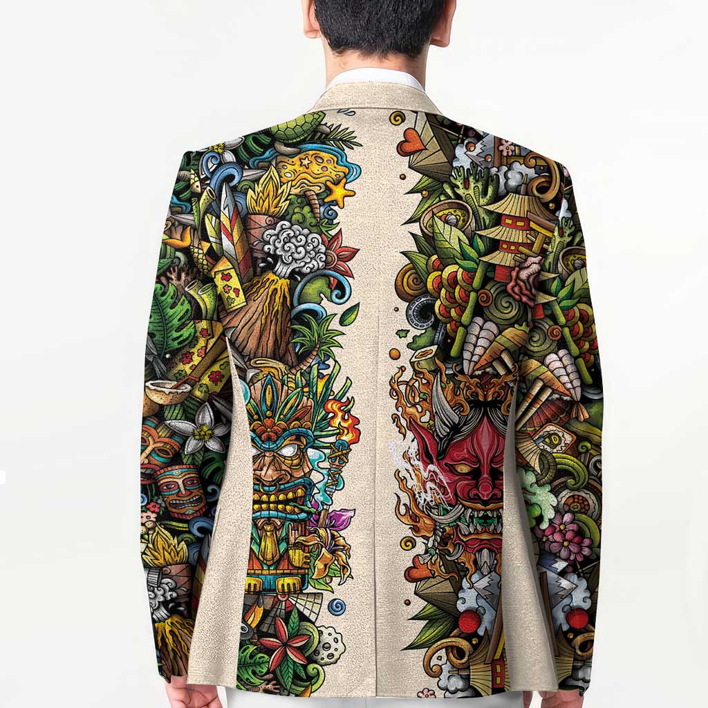 Hawaii And Japan Blazer Tiki With Oni Mask - Polynesian Pride