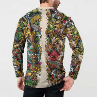 Hawaii And Japan Button Sweatshirt Tiki With Oni Mask - Polynesian Pride