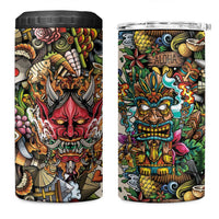 Hawaii And Japan 4 in 1 Can Cooler Tumbler Tiki With Oni Mask - Polynesian Pride