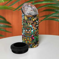 Hawaii And Japan 4 in 1 Can Cooler Tumbler Tiki With Oni Mask - Polynesian Pride