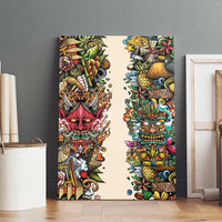Hawaii And Japan Canvas Wall Art Tiki With Oni Mask - Polynesian Pride