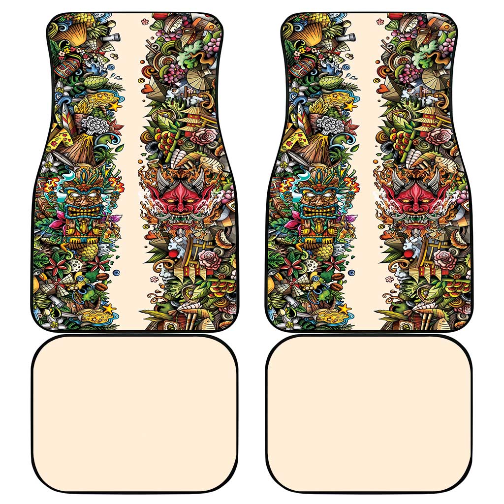 Hawaii And Japan Car Mats Tiki With Oni Mask - Polynesian Pride