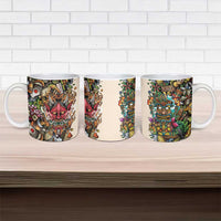 Hawaii And Japan Ceramic Mug Tiki With Oni Mask - Polynesian Pride
