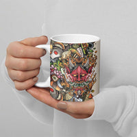 Hawaii And Japan Ceramic Mug Tiki With Oni Mask - Polynesian Pride