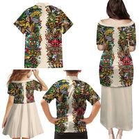 Hawaii And Japan Family Matching Puletasi and Hawaiian Shirt Tiki With Oni Mask LT05 - Polynesian Pride
